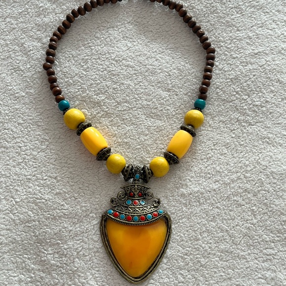 Wood and Acrylic Beaded Necklace - Picture 2 of 3